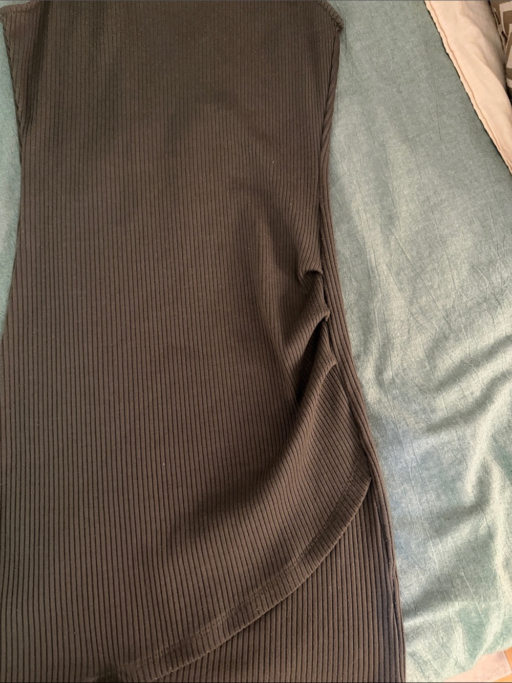 Mango Olive Ribbed Mini Dress - Picture 2 of 3